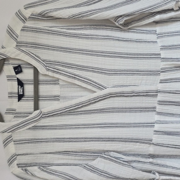 Lands End Gray & White Stripe Pull Over Cotton Dress.  Size Small - Picture 2 of 9